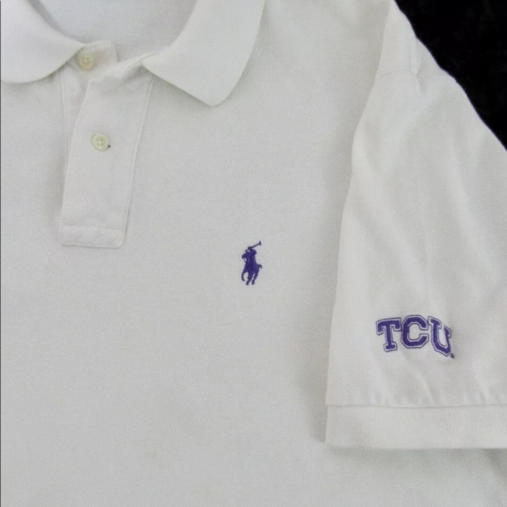 🛑SOLD Men’s TCU Polo Ralph Lauren White Polo Size Medium